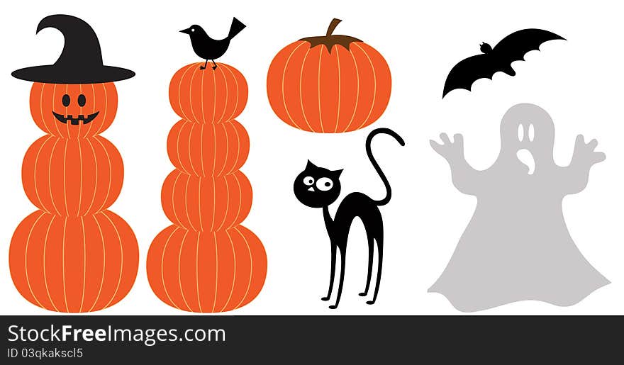 Set of spooky isolated Halloween design elements. Set of spooky isolated Halloween design elements