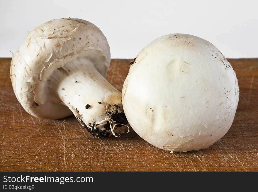 Champignon mushroom on the table