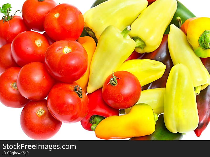 Fresh vegetables on white