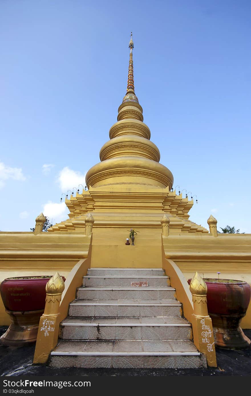 Golden stupa or jedi Thai style at Chiang Rai.