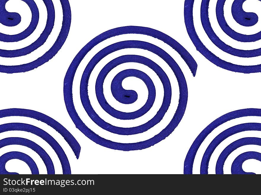 Mosquito repellent coils spiral on white background.