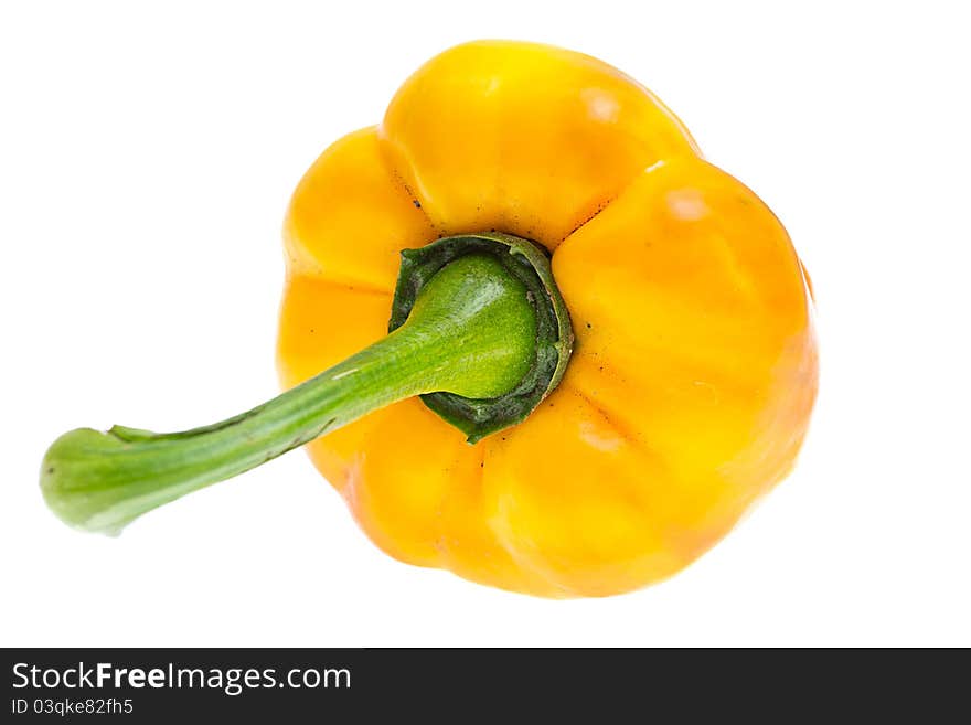 Yellow peppers on a white