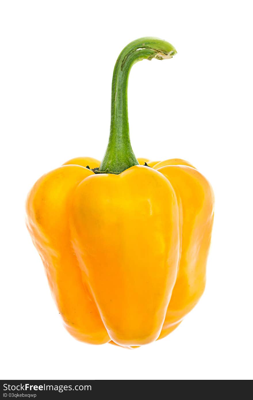 Yellow peppers on a white