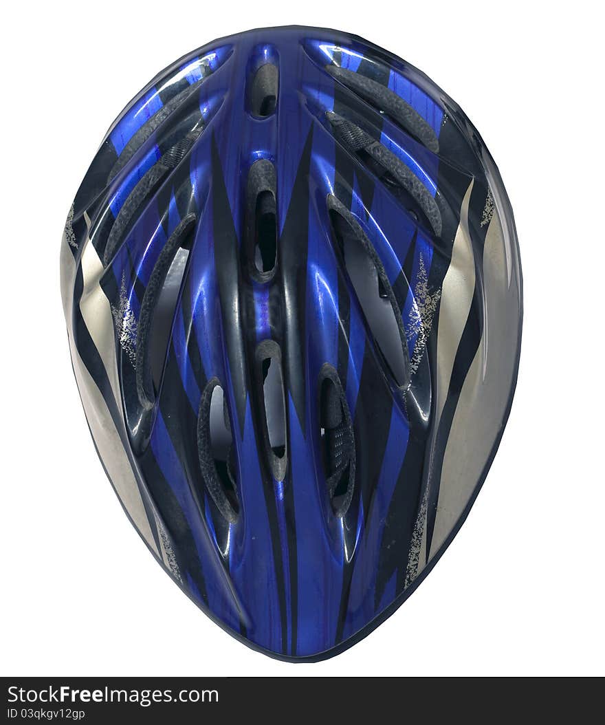 Top view of a cycle helmet isolated on white