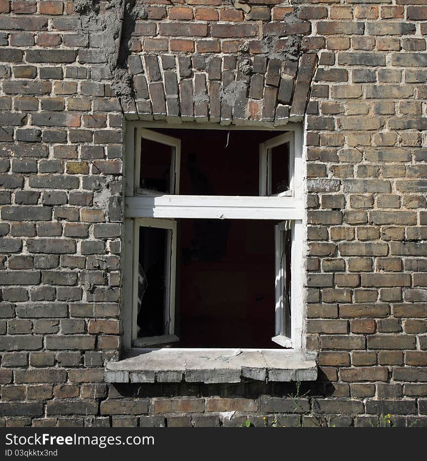 A broken window in an old building