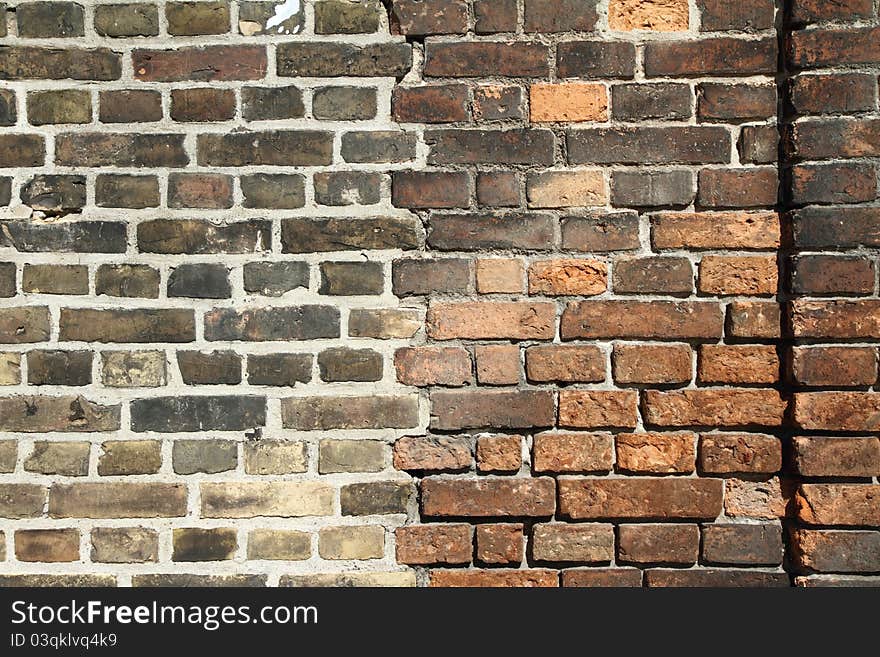 A brick wall in close up. A brick wall in close up