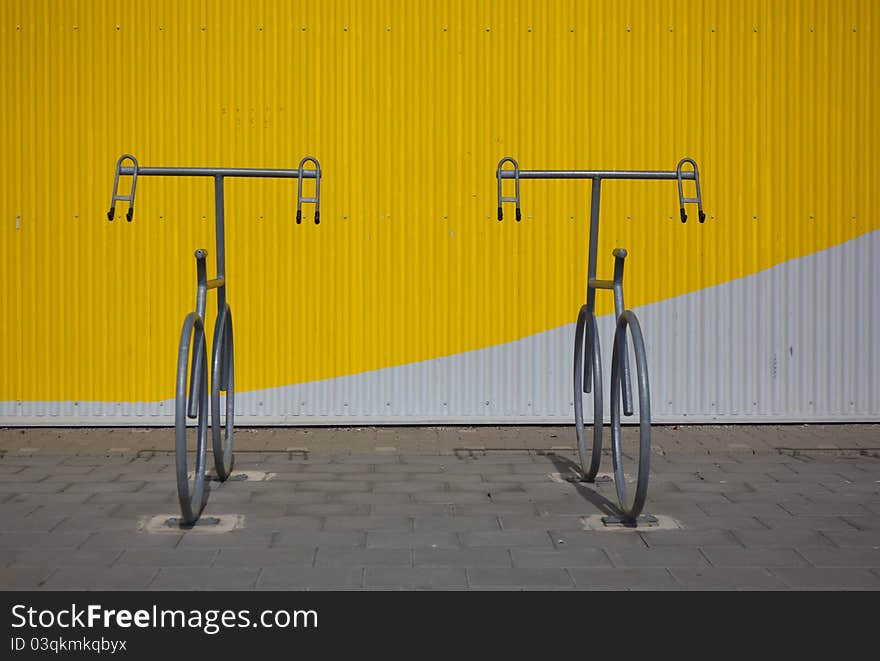 Bicycle parking neaby a modern building