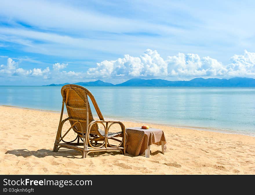 Chairs on beach near the sea