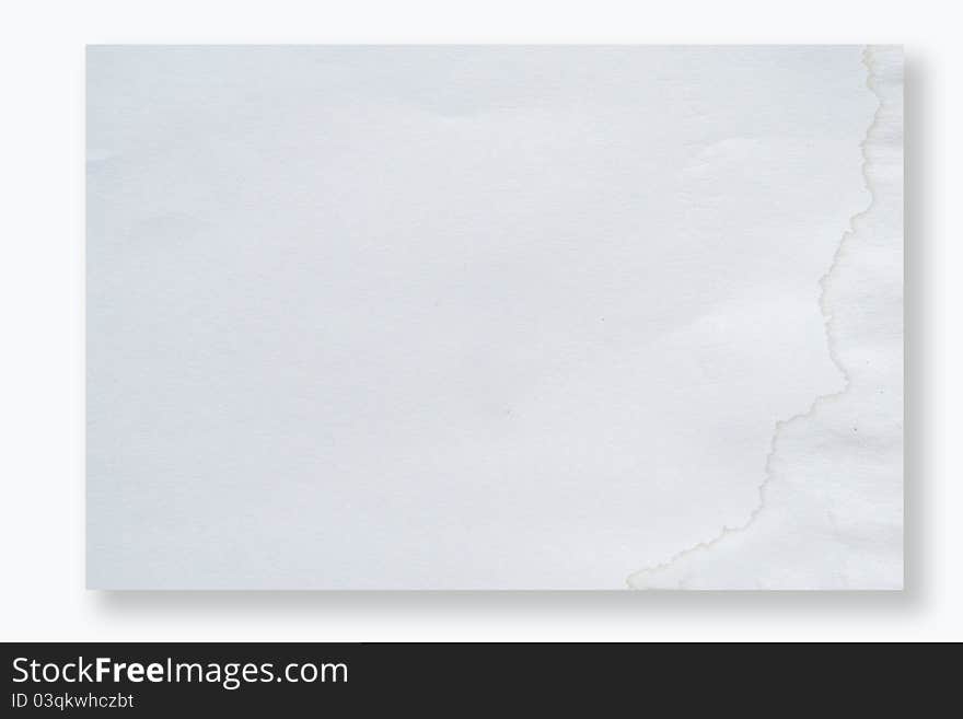 White paper on white background.