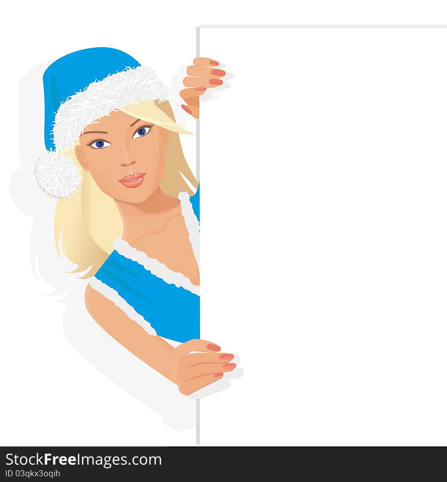 Santa girl with poster