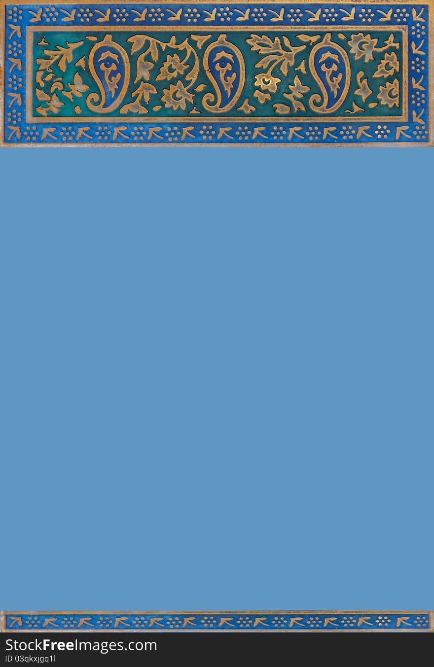 Paisley Border with blue background.