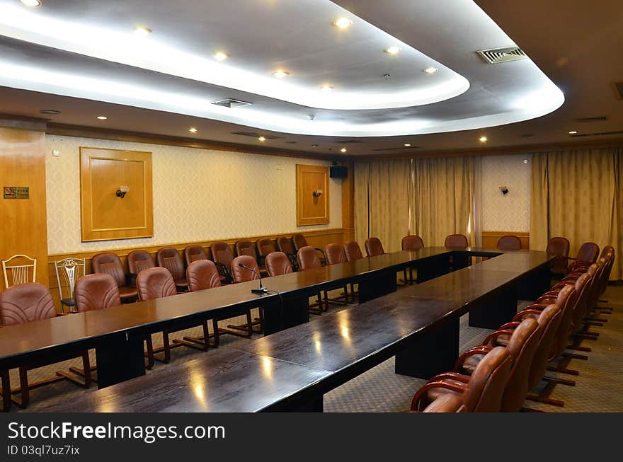 Luxury conference room in a hotel lobby. Luxury conference room in a hotel lobby