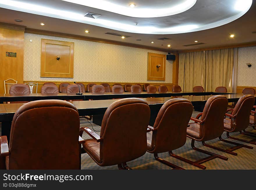 Brown meeting and conference room in a luxury five star hotel. Brown meeting and conference room in a luxury five star hotel