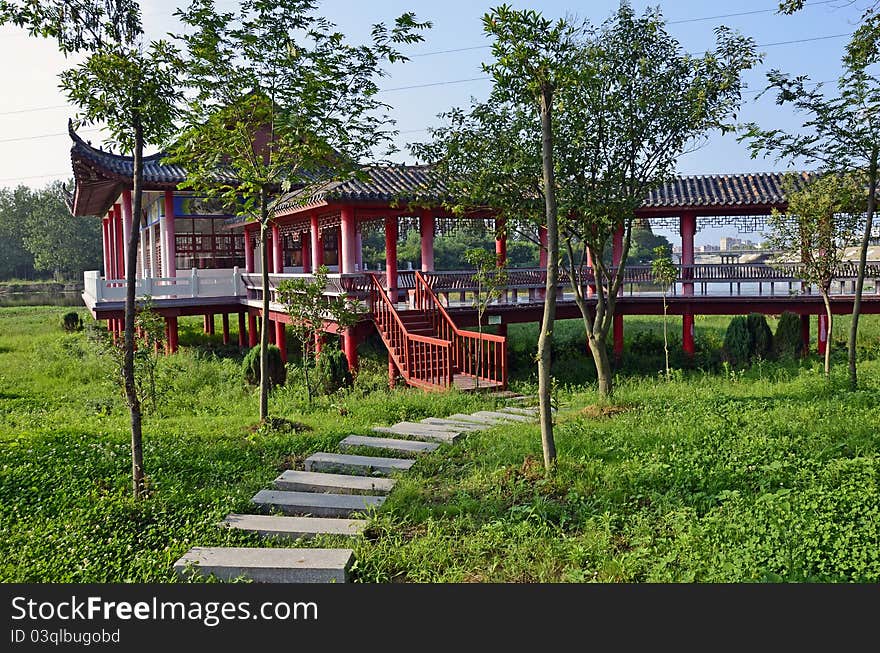 Park and bridge of Jiaozuo city, Henan provence, China. Park and bridge of Jiaozuo city, Henan provence, China