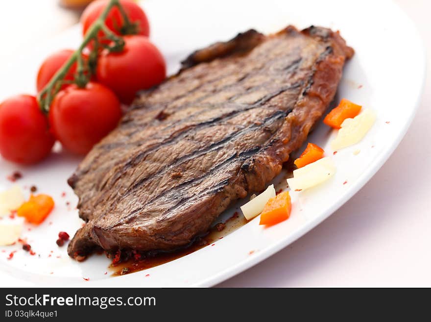 Grilled,New York Strip Steak with Vegetables