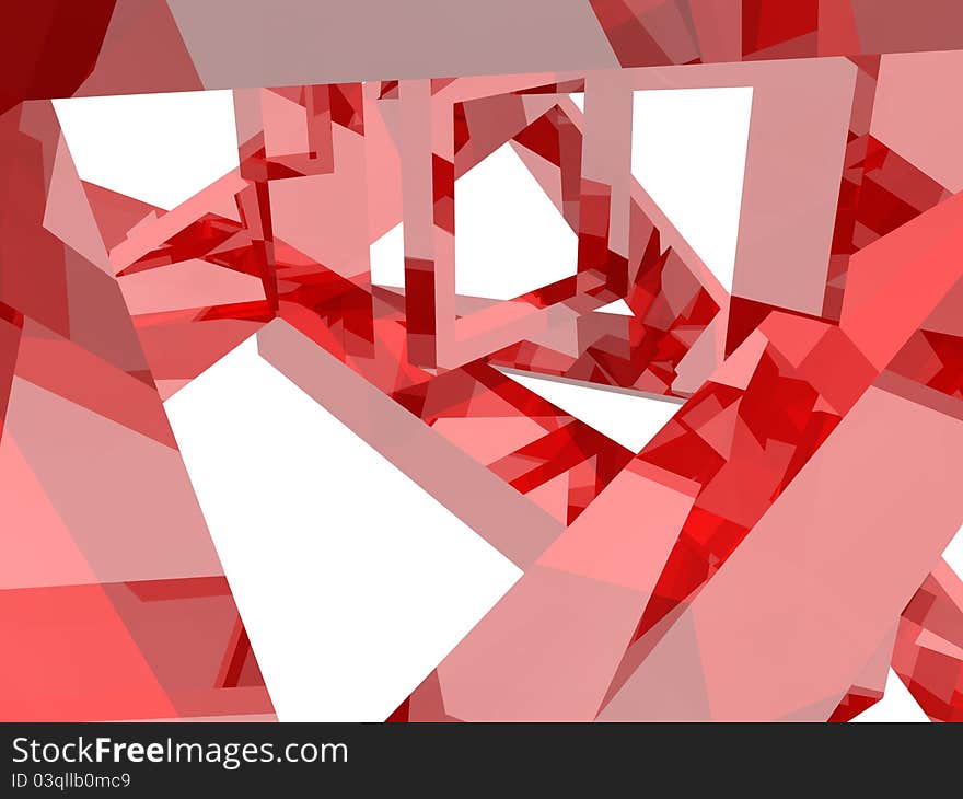 Geometry composition from red mirror frames, isolated on white. Geometry composition from red mirror frames, isolated on white