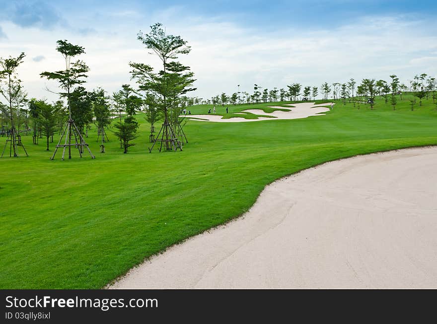 View landscape of golf course at Thailand