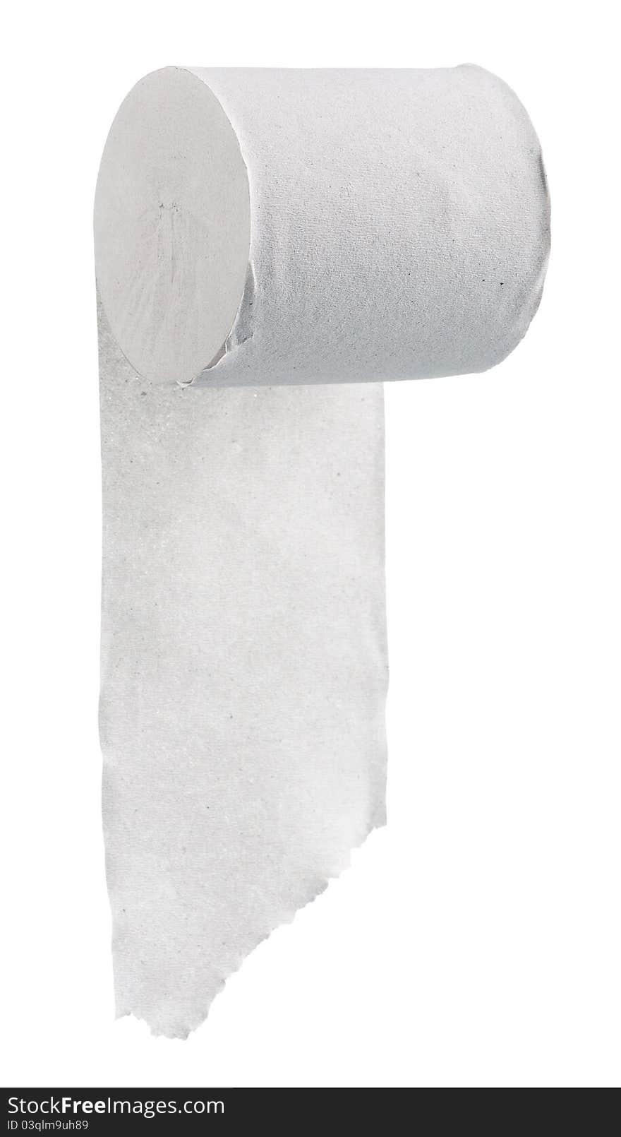 Single roll of toilet paper isolated on white background