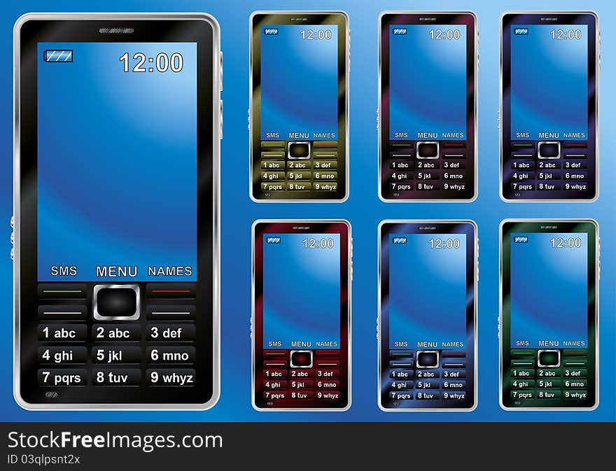 Mobile Phones In Different Colors