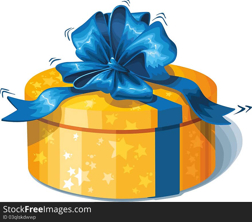 Vector illustration of gift box with ribbon on whi