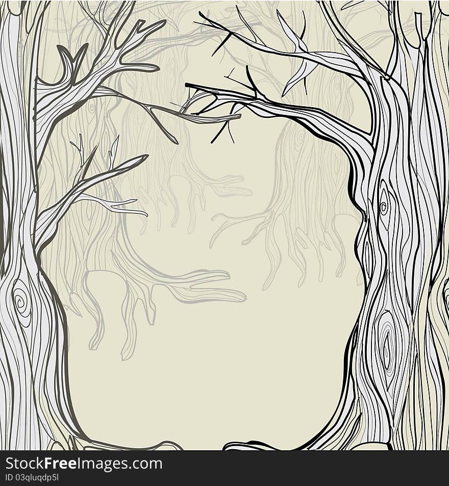 Hand drawing vector tree background