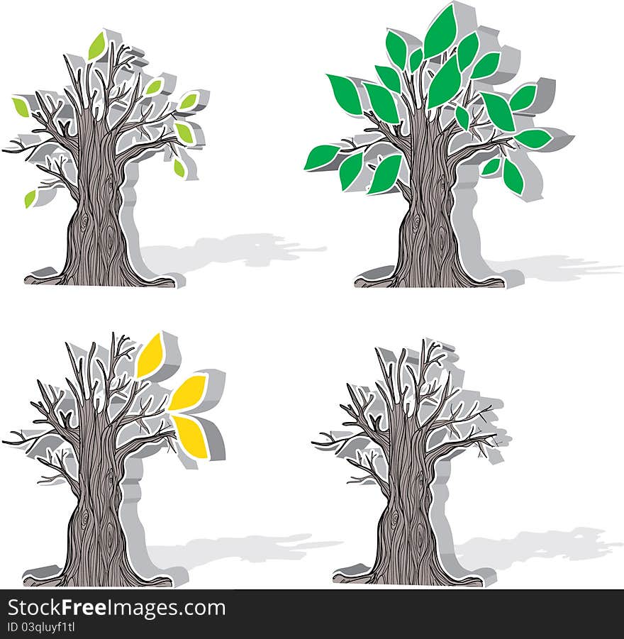 Vector four seasons tree icons