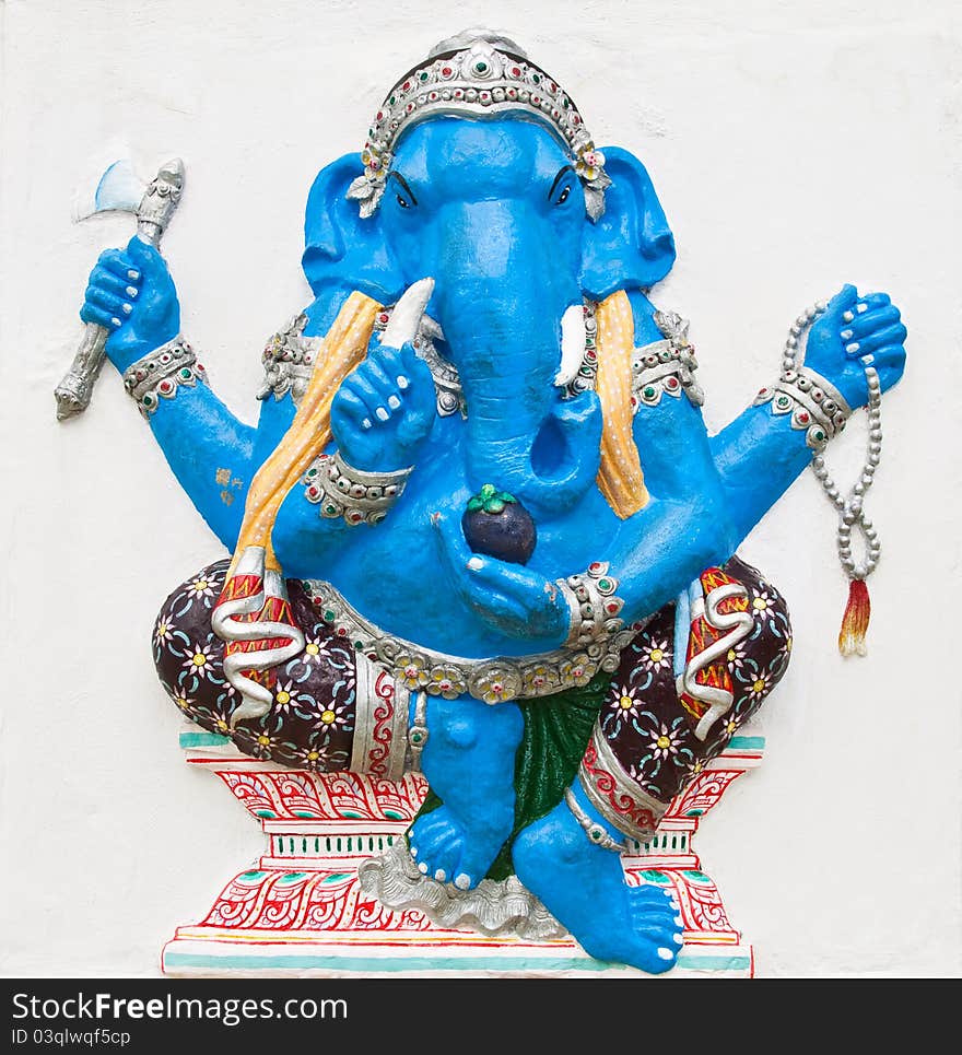 Indian or Hindu ganesha God Named Ekdanta Ganapati at temple in thailand ;The conviction will be used hand to apply to the Lord for get the wishes.