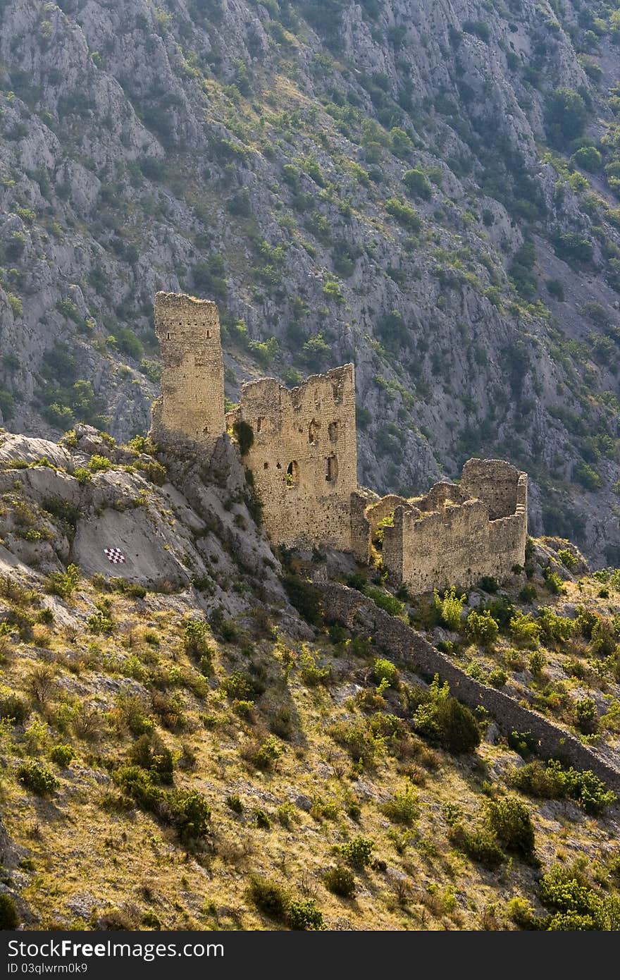 The remains of the medieval fortress Kljucica, built in the early 14th century by the Nepilici family, on the cliffs of Cikola canyon. The remains of the medieval fortress Kljucica, built in the early 14th century by the Nepilici family, on the cliffs of Cikola canyon