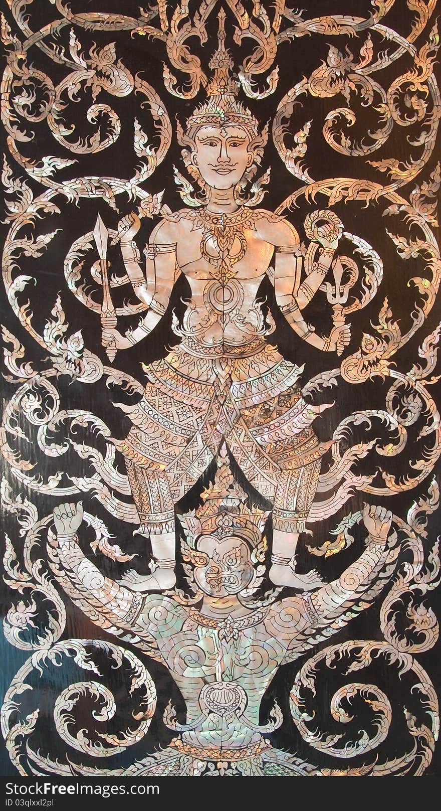 Old Thai art made from pearl on the door of Thai church,Thailand. Old Thai art made from pearl on the door of Thai church,Thailand.