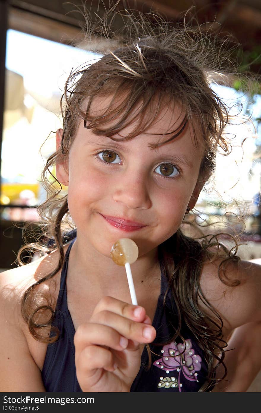 A beautiful girl and candy