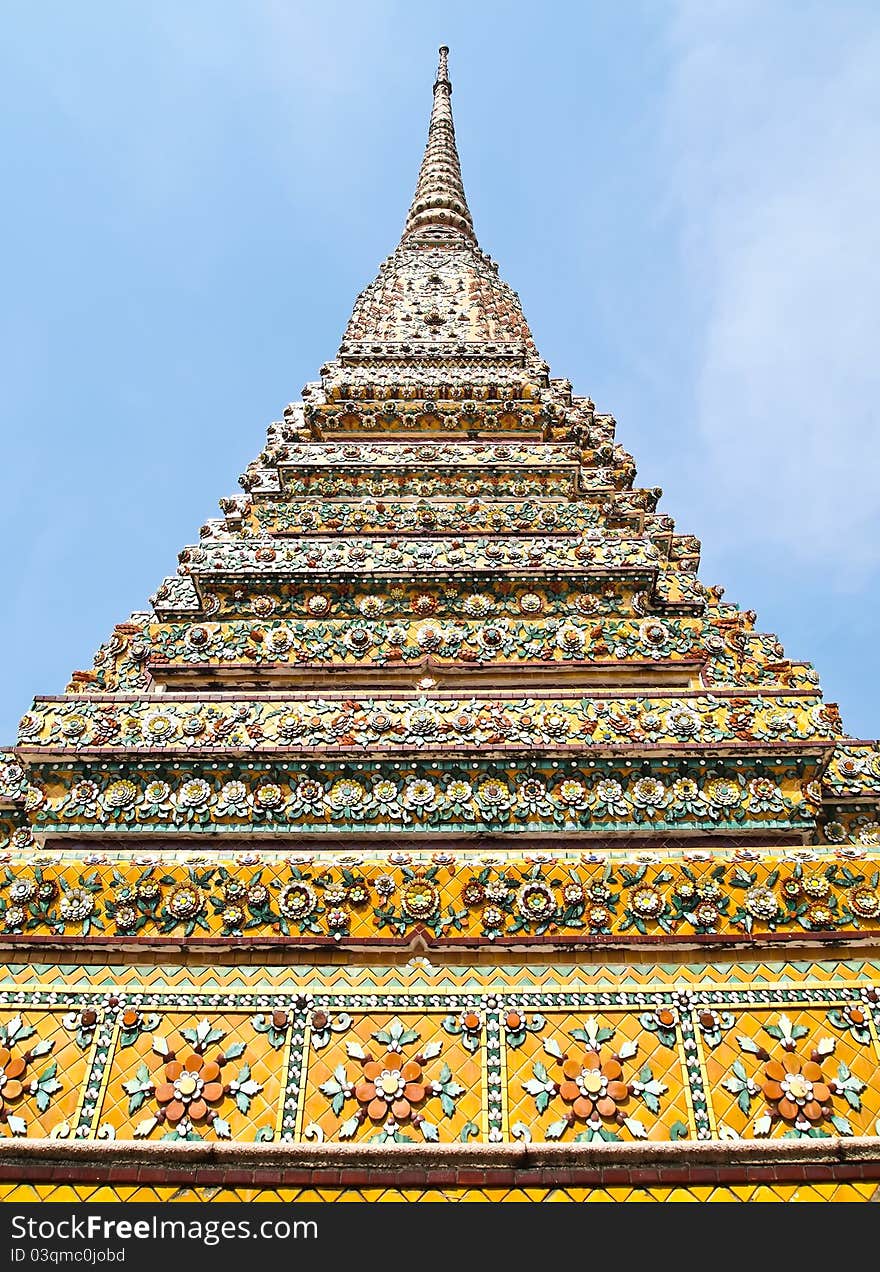 Ancient pagoda at Wat Phra Chetuphon Vimolmangklararm , Wat Pho, the oldest historical sites in Bangkok , Thailand and that Thailand's tourism. Ancient pagoda at Wat Phra Chetuphon Vimolmangklararm , Wat Pho, the oldest historical sites in Bangkok , Thailand and that Thailand's tourism