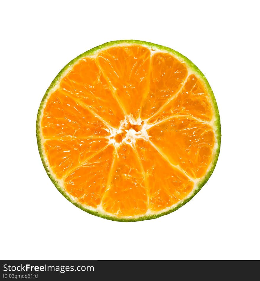 Slice of orange isolated on white background