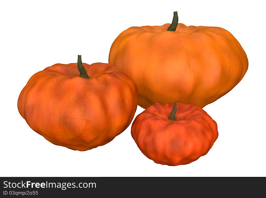 Three Halloween Pumpkins