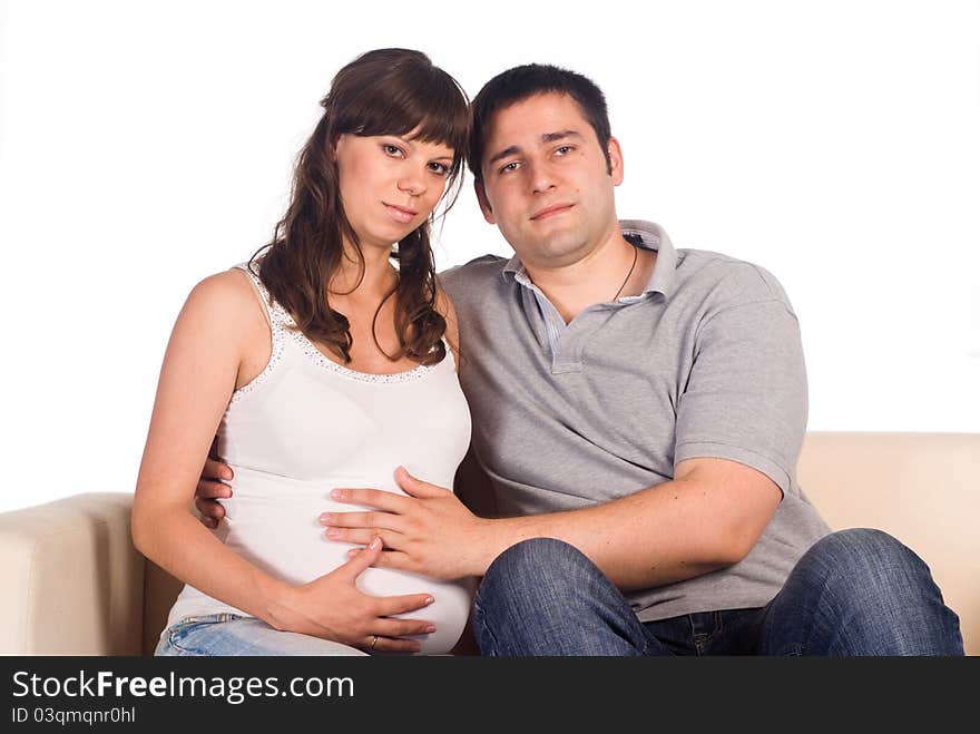 Portrait of a nice couple on a white. Portrait of a nice couple on a white