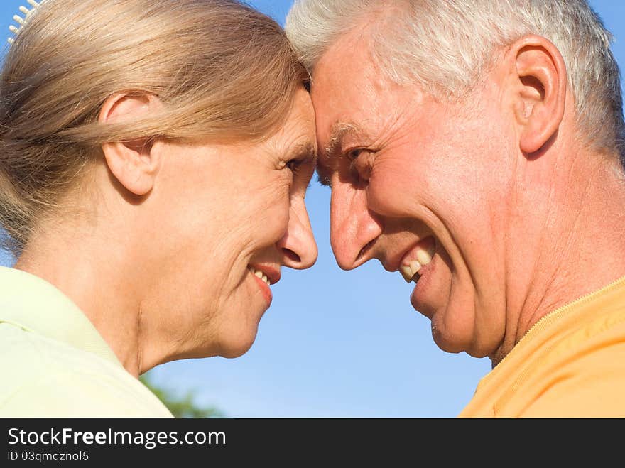 Aged couple at nature