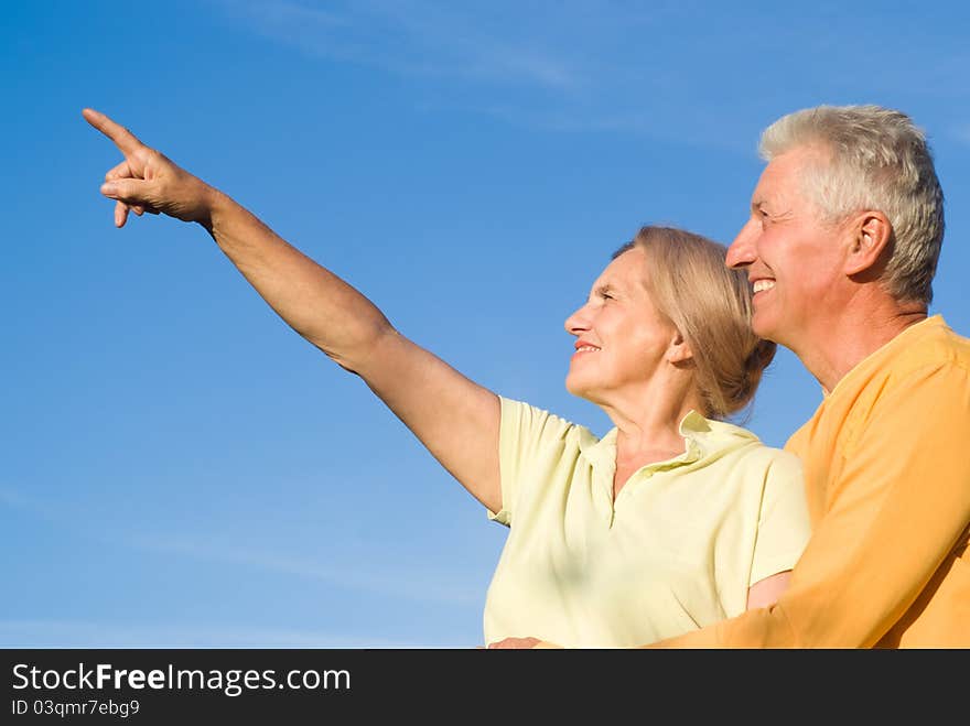 Portrait of a cute old couple at nature. Portrait of a cute old couple at nature