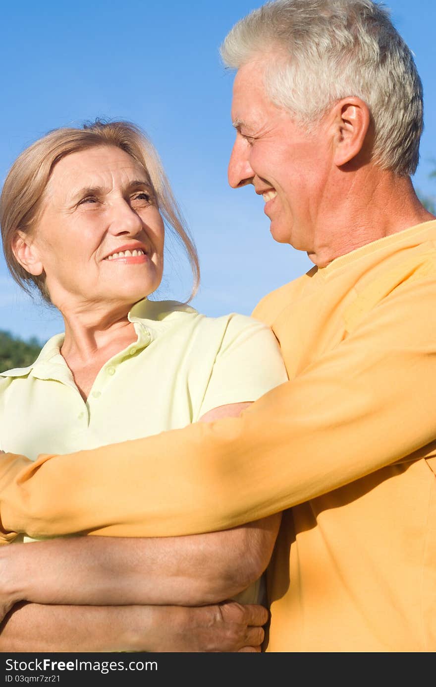 Portrait of a cute old couple at nature. Portrait of a cute old couple at nature