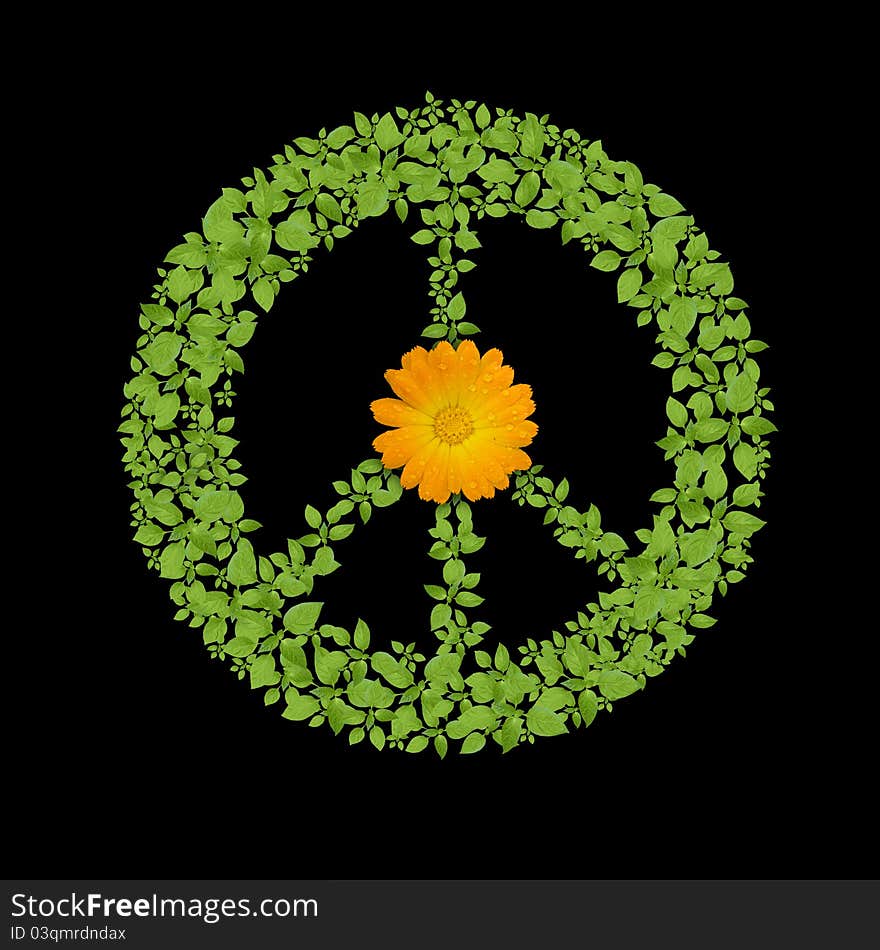 Green plant peace symbol