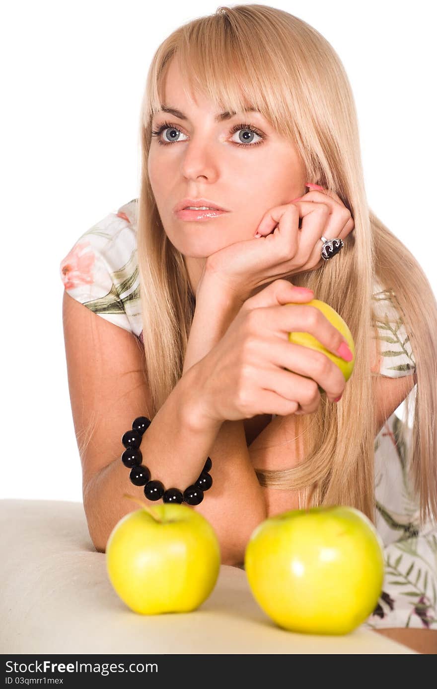 Portrait of a cute girl with apples. Portrait of a cute girl with apples