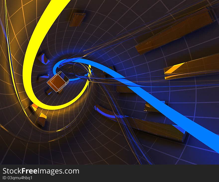 Abstract futuristic tunnel - 3d render