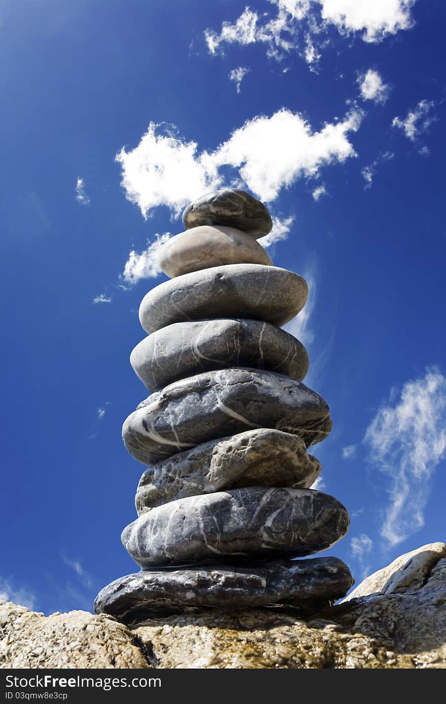 Pyramid Of Stone On The Beach