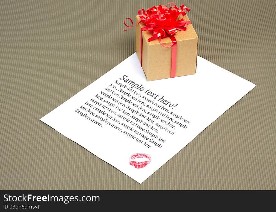 Gift and letter with kiss