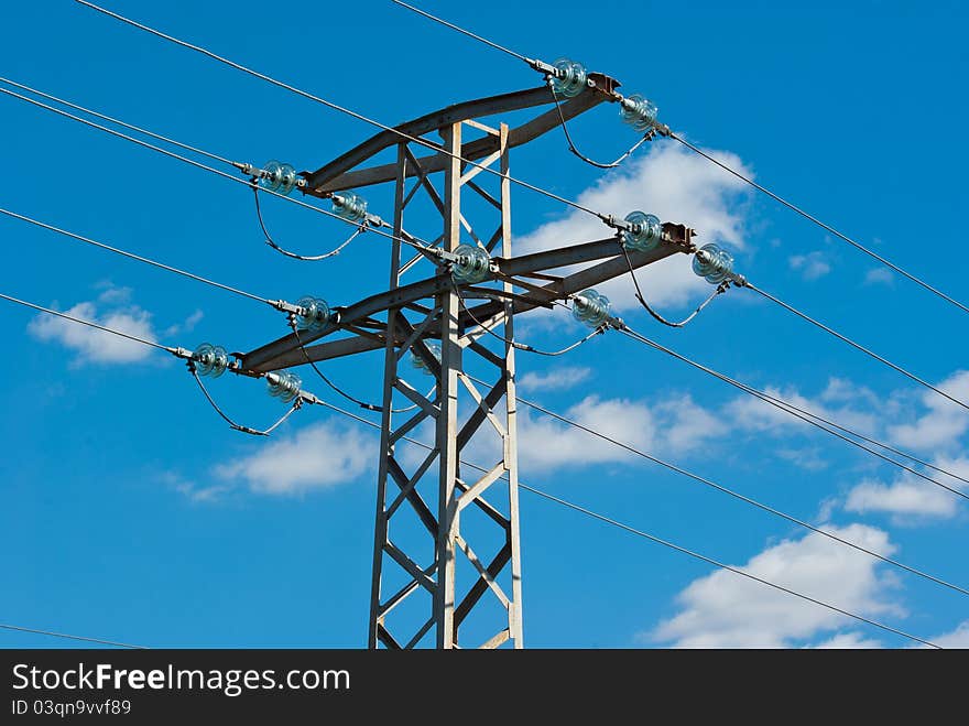 Power pole against a beautiful sky. Power pole against a beautiful sky