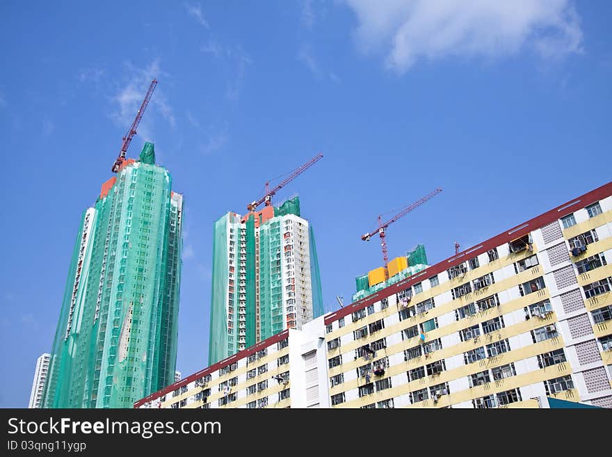 Construction site in Hong Kong at day