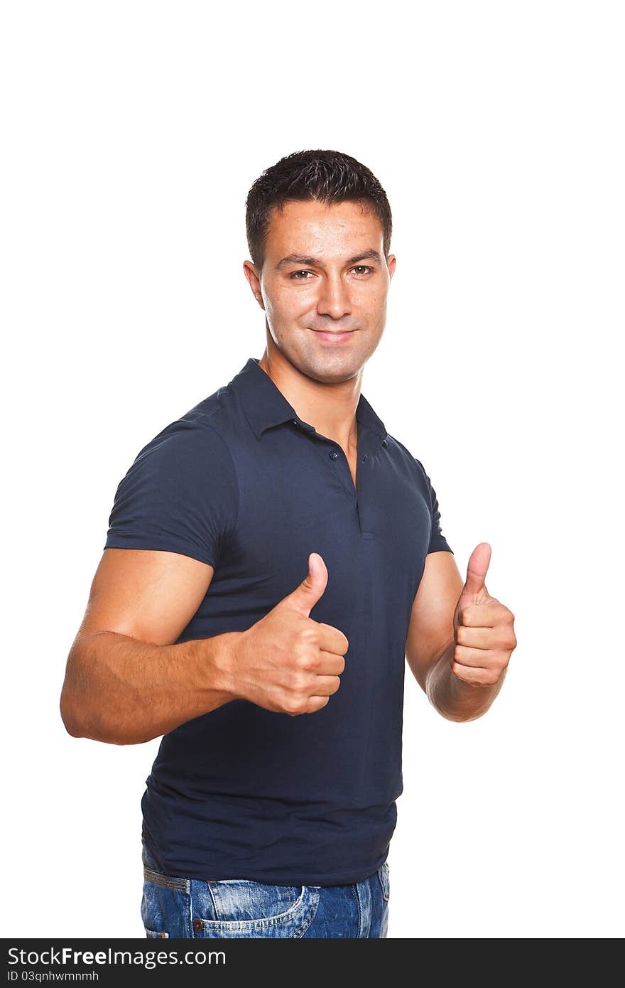 Man making ok sign with both hands