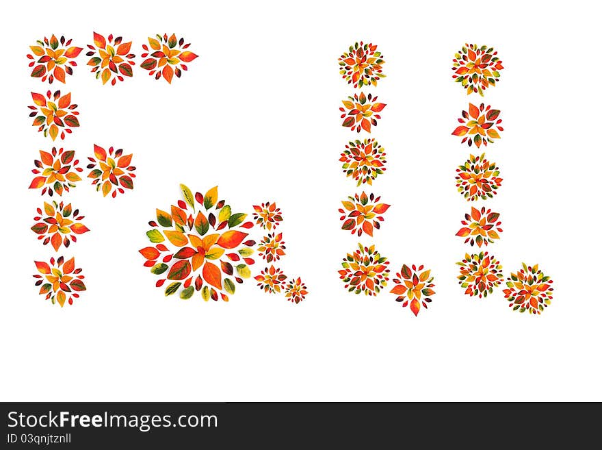 Beautiful decoration made from multicolored autumn leaves, fall background