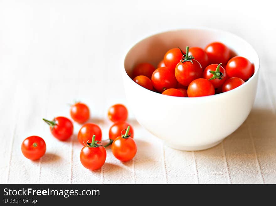 Group of fresh homegrown small tomatoes