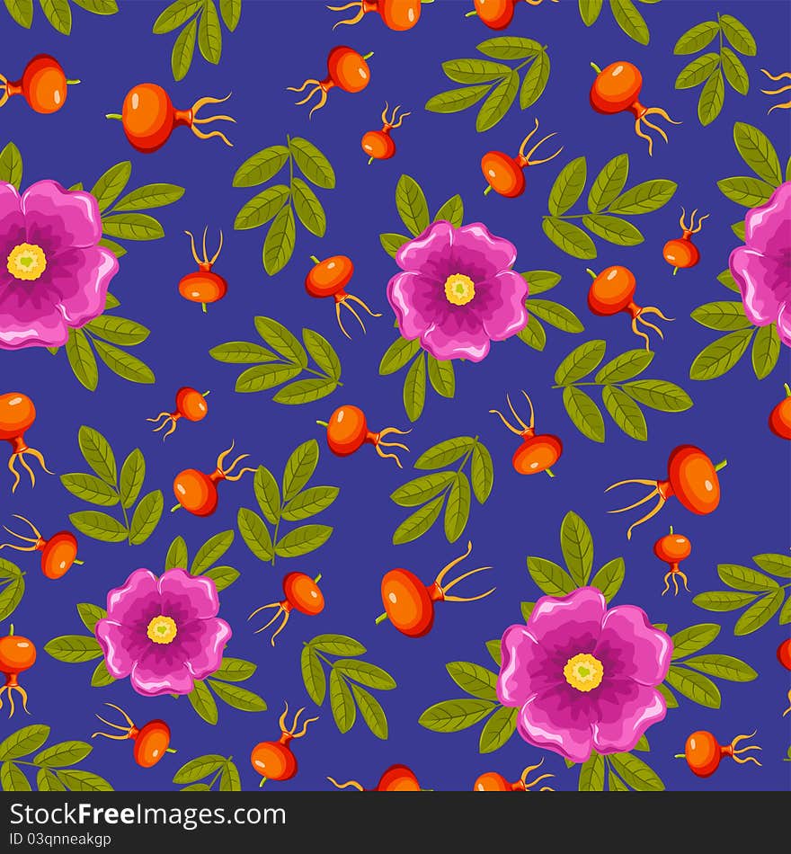 Dogrose seamless pattern. Vector background.