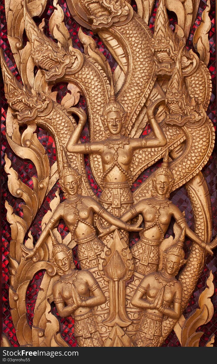 Wood Carving In The Temple.