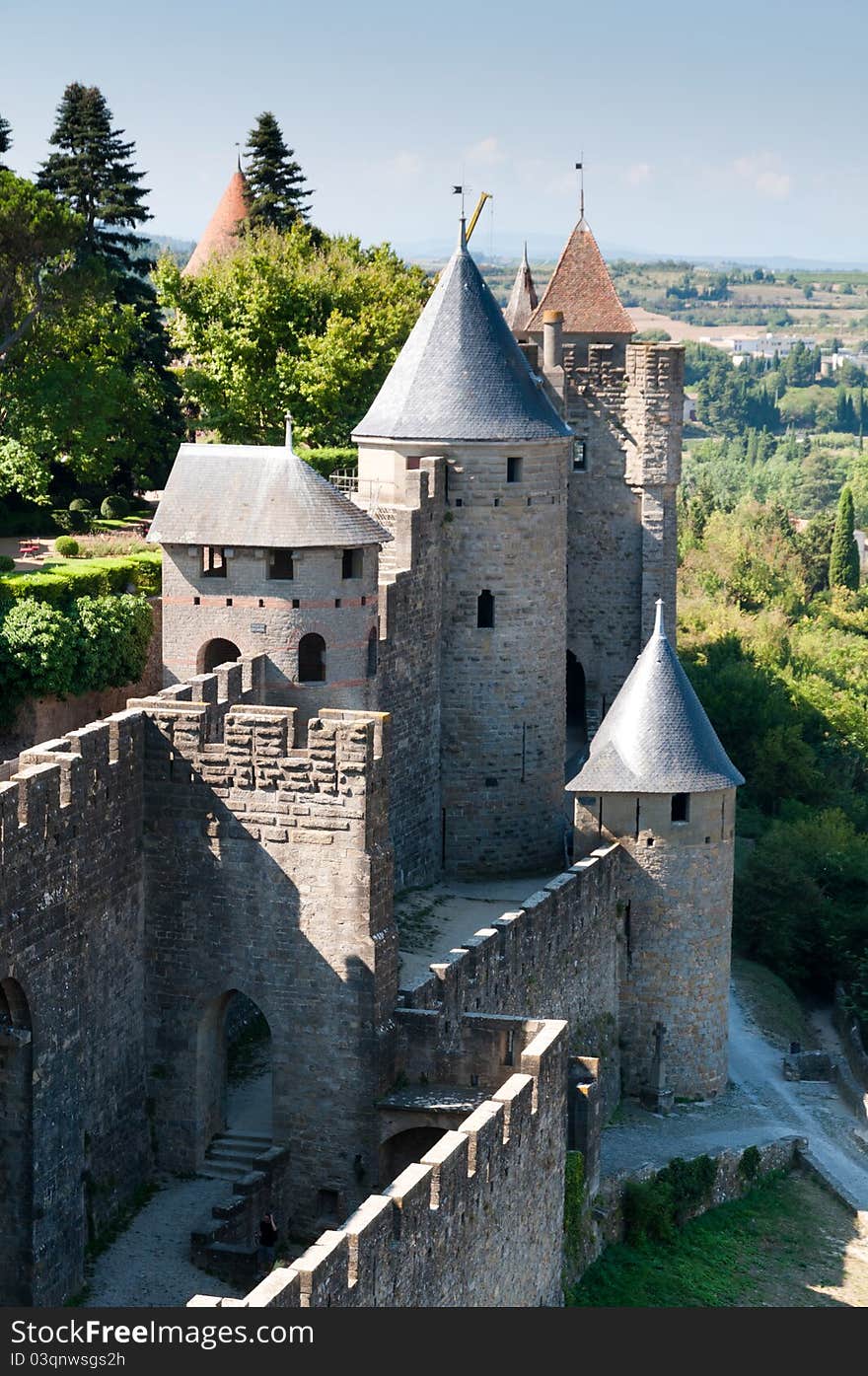 Medieval Wall with Towers, Carcassonne, France